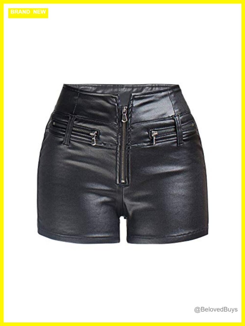 Faux Leather High Waist Stretch Disco PU Coated Shorts